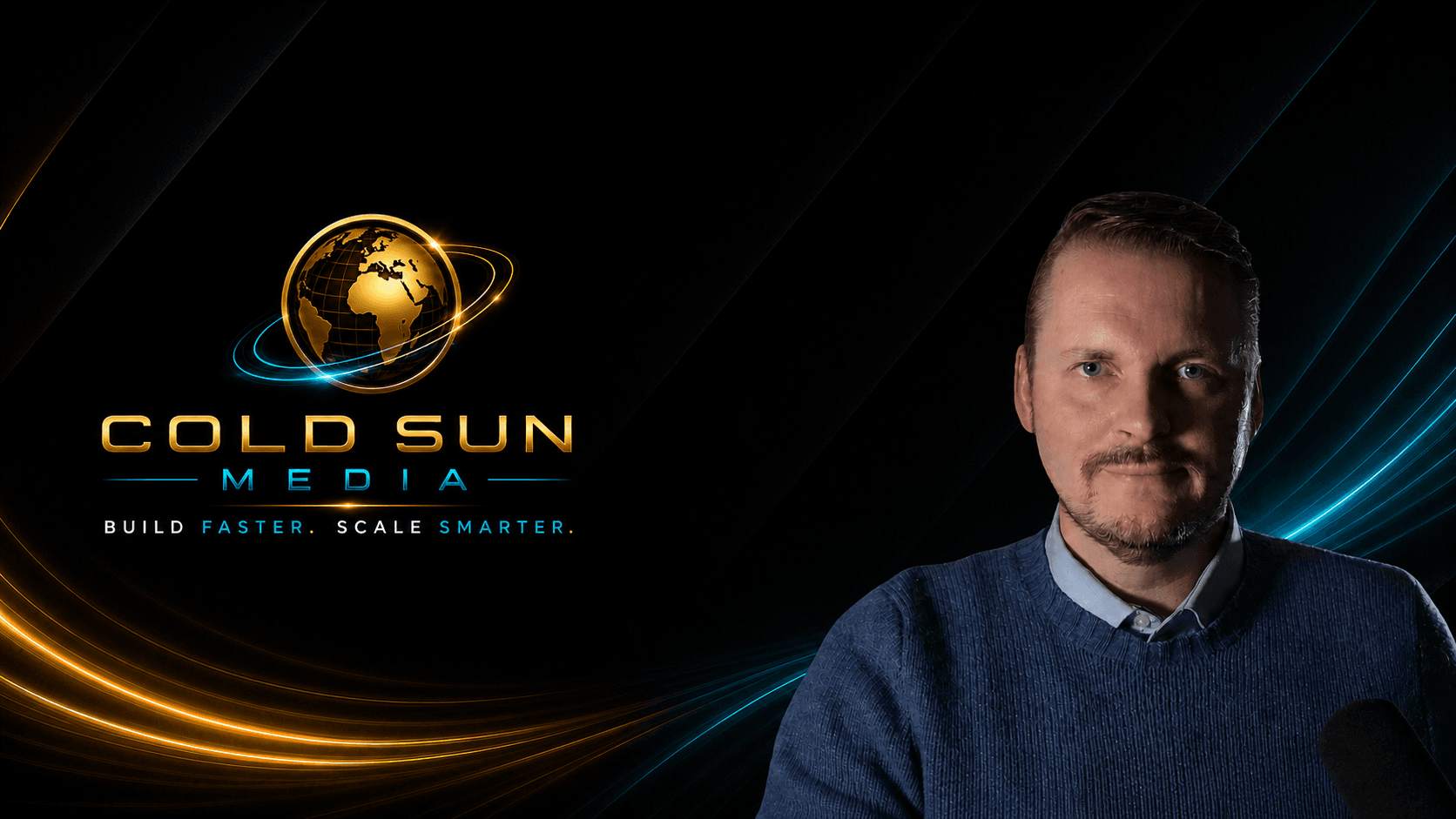 A member of the Cold Sun Media team, beside the Cold Sun Media logo.